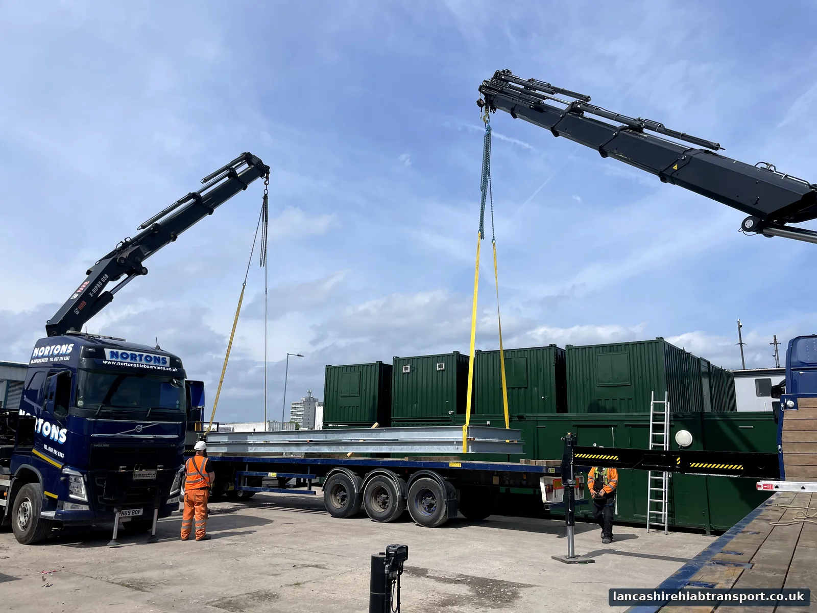 Coordinated contract lift using two Hiab cranes