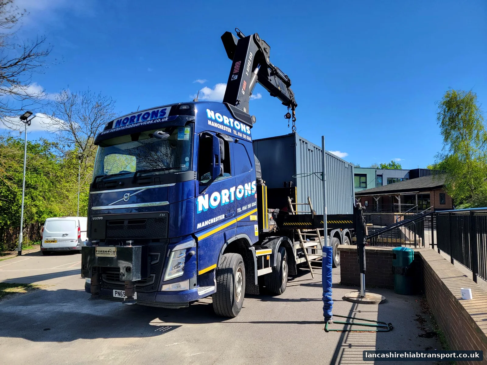 Operated Hiab lorry with driver for lifting and transport