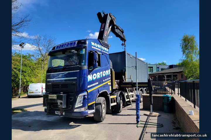 Operated Hiab lorry with driver for lifting and transport